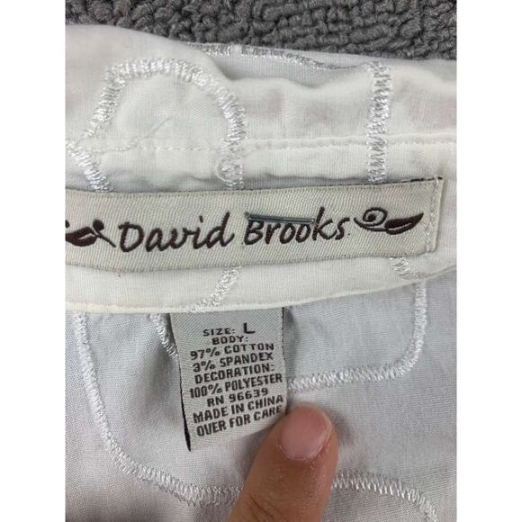 Vintage David Brooks Button Down Shirt Women L White Long Sleeve Embroidery - Picture 5 of 8